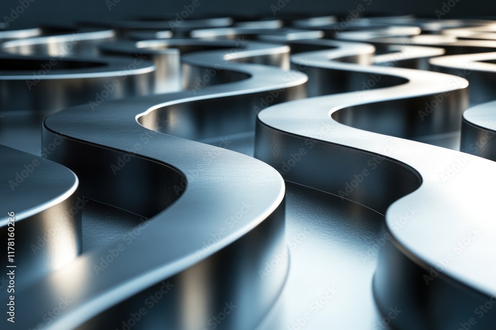 Poster metal wave patterns create a striking visual effect in modern interior design settings. generative a