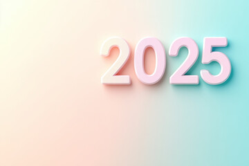 Soft pastel tones showcase year 2025, creating calm and inviting atmosphere
