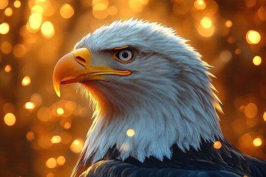 A close-up shot of a bald eagle's head, suitable for use in wildlife or nature-related projects