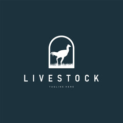chicken logo illustration vintage design livestock farm chicken concept simple silhouette black illustration template