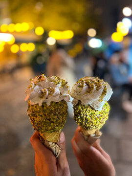 Sharing ice cream in Paris
