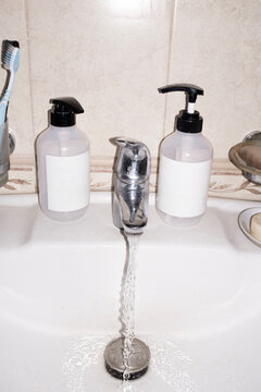 Empty bottles on the sink