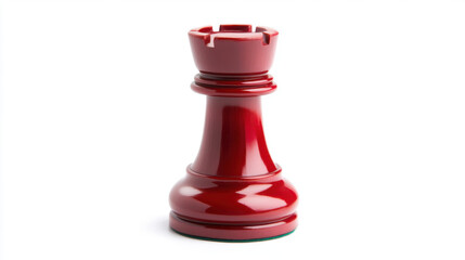 Fototapeta premium close up view of red chess rook, showcasing its glossy finish and intricate details. This striking piece adds bold touch to any chess set