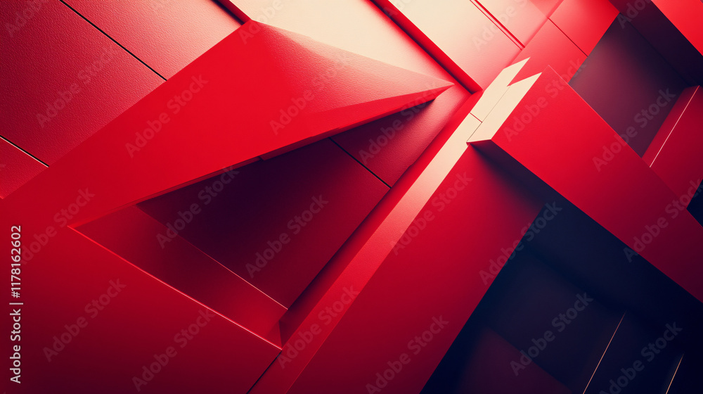 Poster a bold, red arrow piercing through abstract geometric shapes, symbolizing a breakthrough in logic an