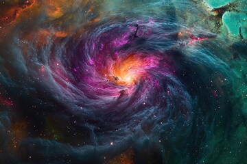 A vibrant and colorful galaxy with stars, planets, and nebulas