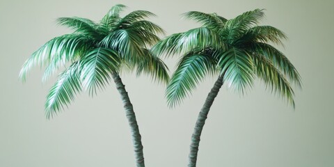 Obraz premium Two palm trees standing together in a relaxed pose, ideal for beach or outdoor scenes