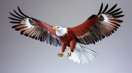 Fototapeta premium A majestic eagle soaring with outstretched wings.