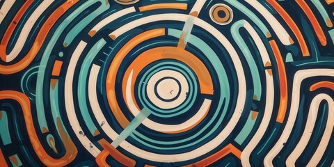 Obraz premium Mental Maze, A labyrinthine design depicting the complexities of mental health struggles and the search for peace.