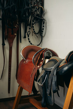 Horse Saddle in Tack Room