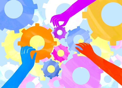 technical background with gears 