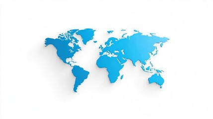 Obraz premium A blue 3D map of the world on a white background.