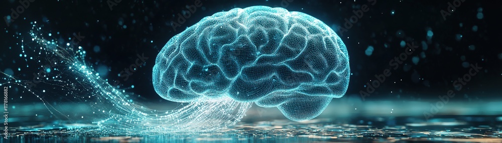Poster exploring neural connections through digital art virtual space 3d visualization abstract environment