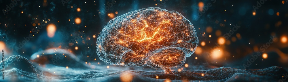Poster dynamic neural connections visualization digital art brain concept futuristic environment abstract v