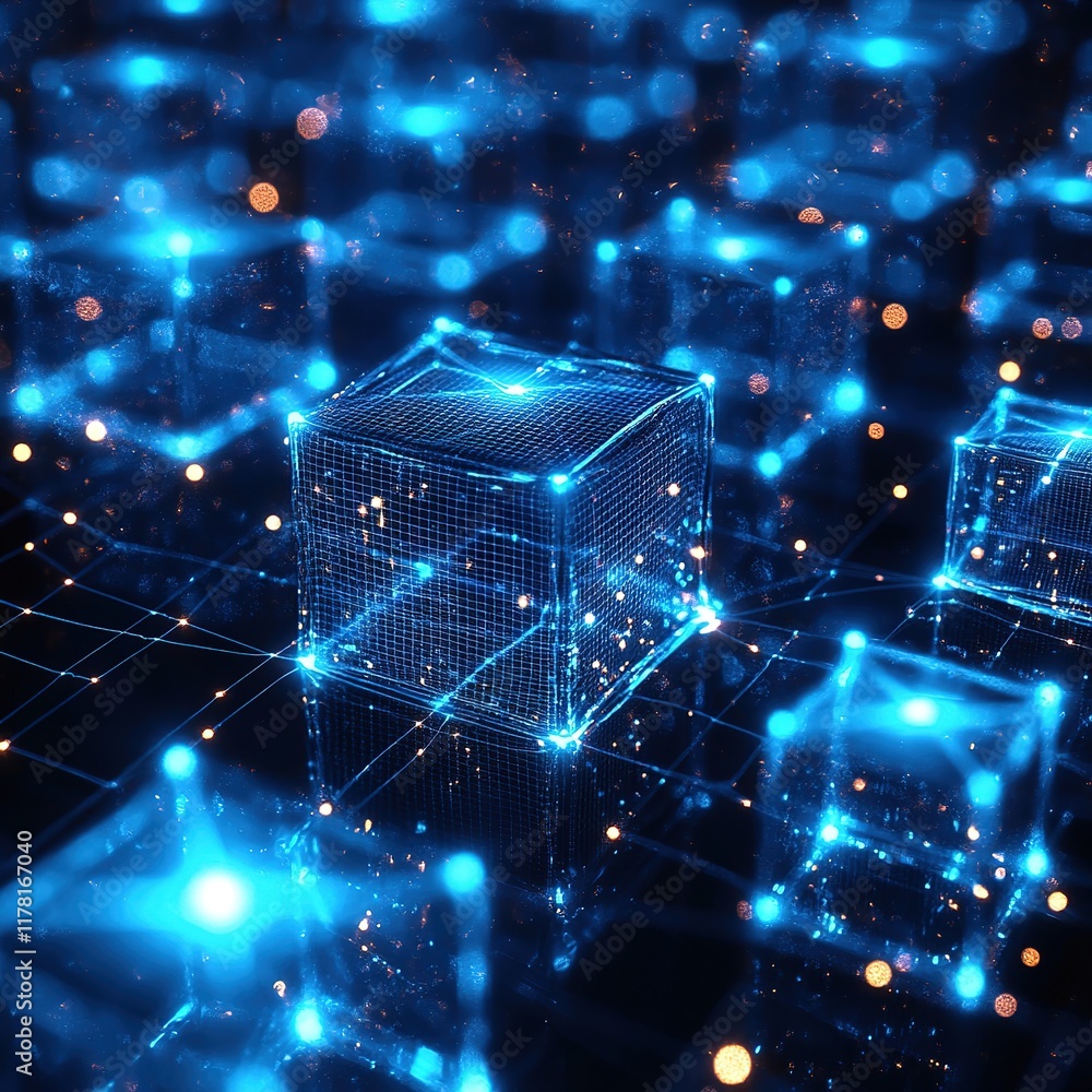 Poster illuminated data visualization digital space 3d graphics virtual environment abstract viewpoint tech