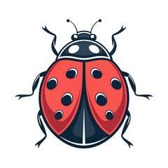 Obraz premium logo illustration of a ladybug featuring vibrant red wings with prominent black spots and detailed anatomy against a plain white background, showcasing its unique characteristics - Generative AI