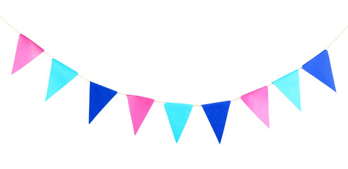 Obraz premium Colorful party flags isolated on white. Festive decor