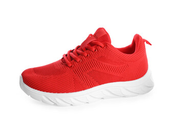 One stylish red sneaker isolated on white