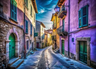 Fototapeta premium Surreal Italian Alleyway: Dreamlike Narrow Street in Sieti, Campania