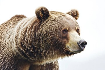 Obraz premium A large brown bear stands atop a lush green field, ready for observation