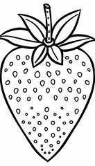A simple, bold line drawing of a strawberry. Ideal for coloring pages, children's books, or simple design elements.