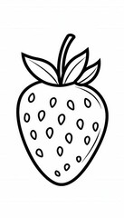 A simple line art drawing of a strawberry. Ideal for coloring pages children's books or simple illustrations related to food fruit or healthy eating.
