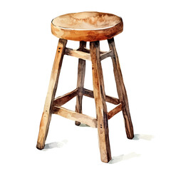 A watercolor drawing of a musician's stool, isolated on a white background. Musician's stool vector.
