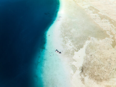 Aerial view of tropical sandbar 