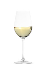 Tasty wine in glass on white background
