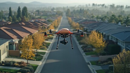 Aerial Drone Flight Over Suburban Neighborhood Homes