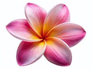 Fototapeta premium Surreal Pink Frangipani Flower on White Background - Ethereal Floral Photography