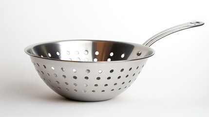 A colander with a smooth matte finish, photographed on a clean white surface.