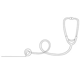 One continuous line drawing of stethoscope. Single line of stethoscope vector illustration