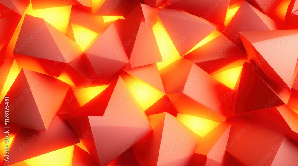 Poster abstract glowing triangles forming a network, symbolizing innovation and connectivity.