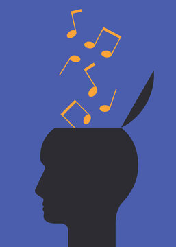 Musical notes inside the head