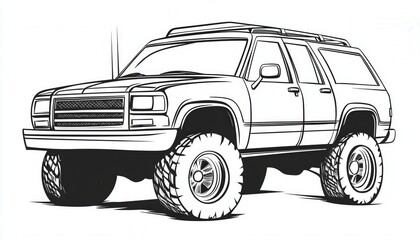 A rugged 4x4 SUV perfect for off-road adventures. Ideal for logos, merchandise, or automotive designs showcasing a classic outdoor vehicle.