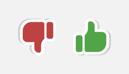 Fototapeta premium Like icon sticker button. Thumb up and thumb down icon sign. like, dislike or unlike icons . flat style. Social media notification icons. Vector illustration
