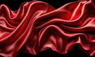 Flowing red silk fabric draped against a dark backdrop, ideal for luxury or fashion themes