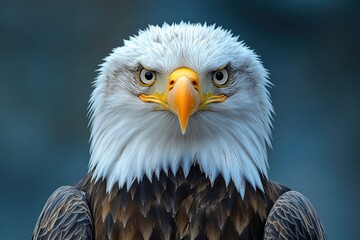 Fototapeta premium Close-up shot of a bald eagle's face, highlighting its distinctive characteristics