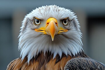 Obraz premium A close-up view of a bird's face with sharp features and piercing gaze