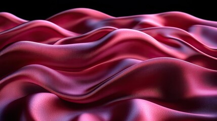 Obraz premium Flowing pink silk fabric waves on a dark background, ideal for luxury textures