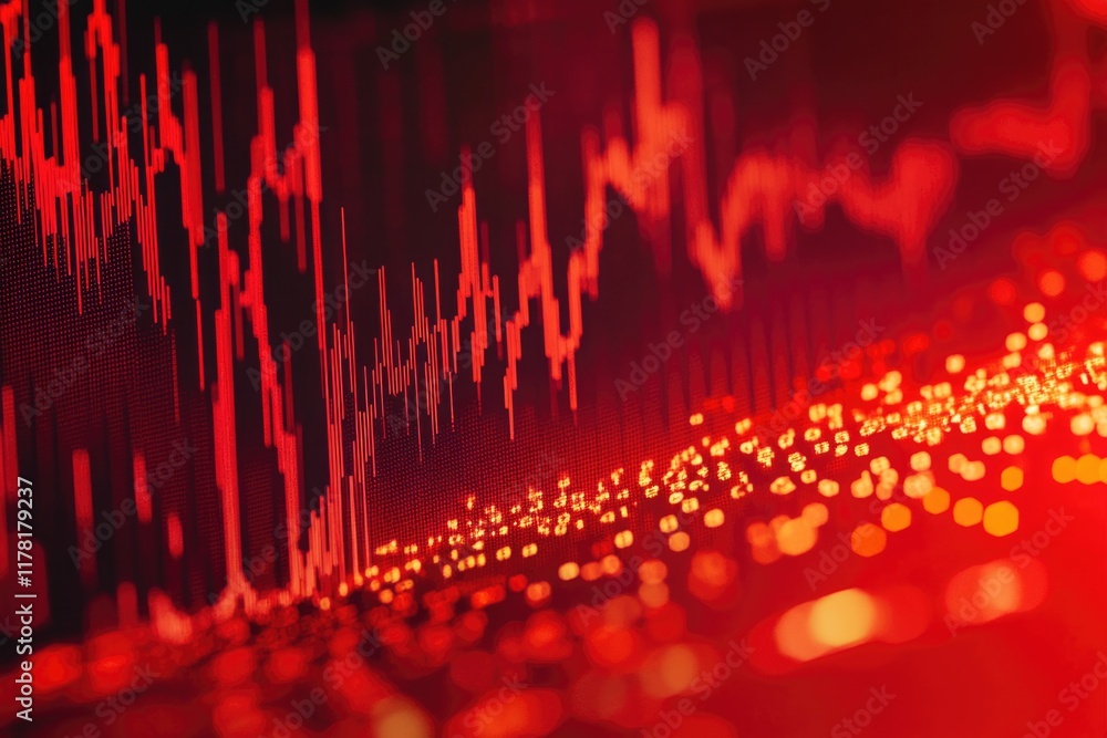Poster close-up view of a computer screen with a red background, suitable for technology and design-related