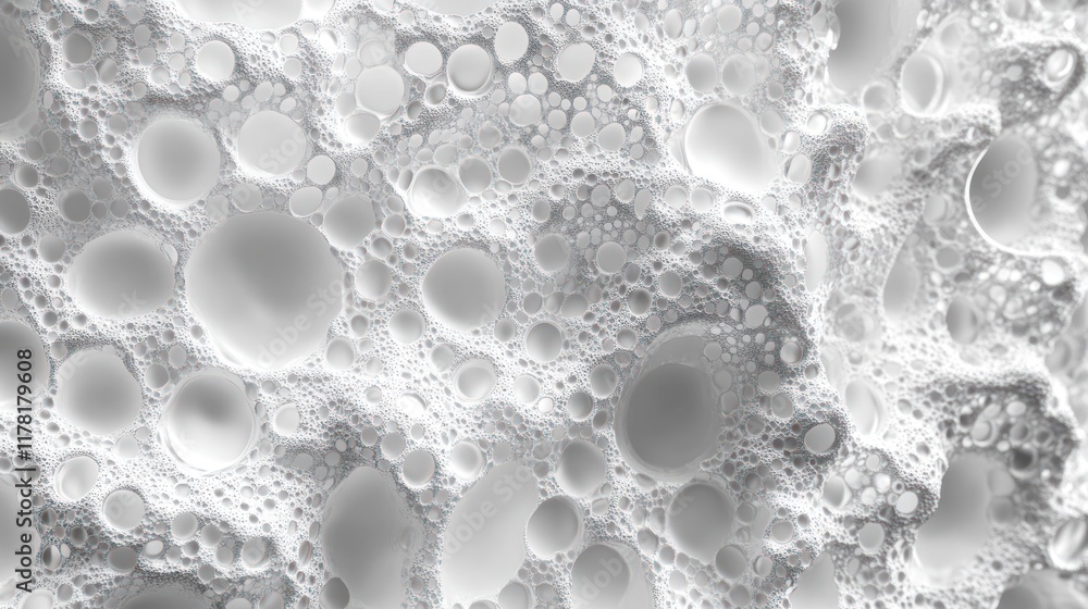 Poster bubbles forming and collapsing on a surface during a chemical reaction in bright light. generative a