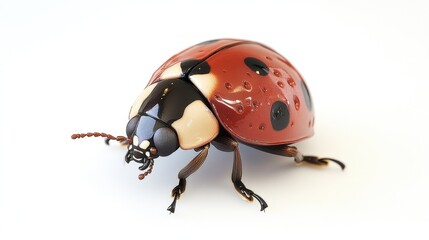 Fototapeta premium Close-up shot of a ladybug sitting on a white surface