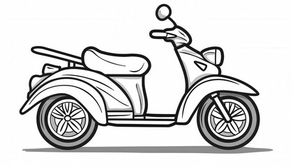 Obraz premium A simple scooter line art illustration perfect for coloring books, activity sheets, or educational materials. Engage kids with fun transportation themes.