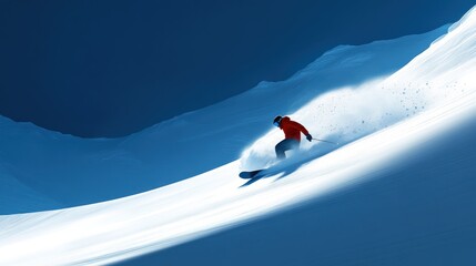Skier performs a dynamic turn on pristine snow in the alpine mountains during sunny winter afternoon. Generative AI