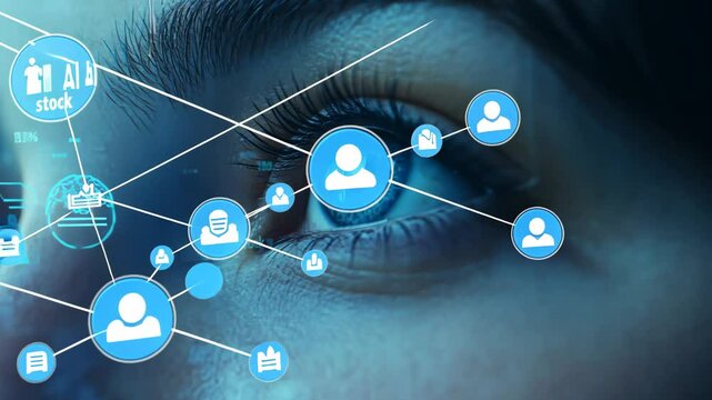 A skilled scientist analyzes complex data with advanced technology, like eye tracking and digital interfaces, to interpret significant findings that could impact various fields and industries
