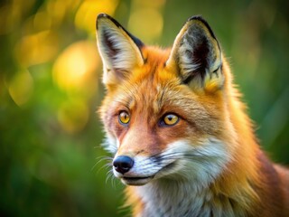 Fototapeta premium Intense close-up of a red fox, wildlife photography at its finest, capturing nature's artistry.