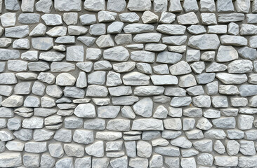 Obraz premium cobblestone wall with irregular stones in varying shades of gray, stone wall texture