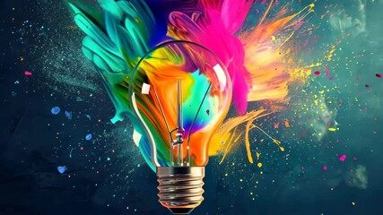 Unique idea visualization with a paint-made lightbulb, embodying creativity, Ai Generated