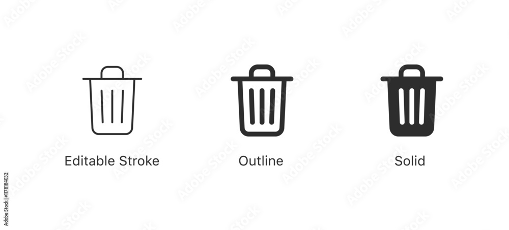 Poster Trash bin icon trash can symbol . remove, delete icon . move to trash icon . DITABLE STROKE ICON, outline and filled web icons vector sign